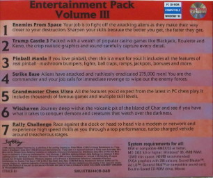 Softkey Entertainment Pack Volume III jewel case back
